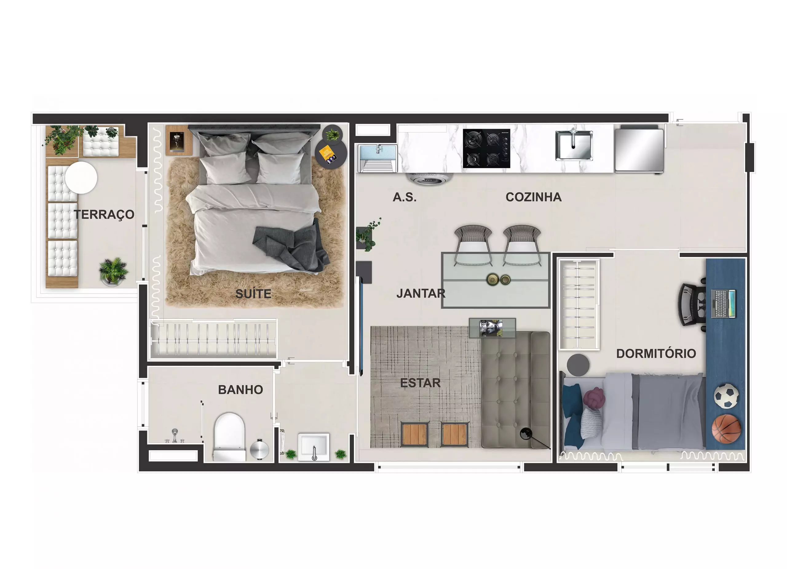 Planta 2 dorms 36m²