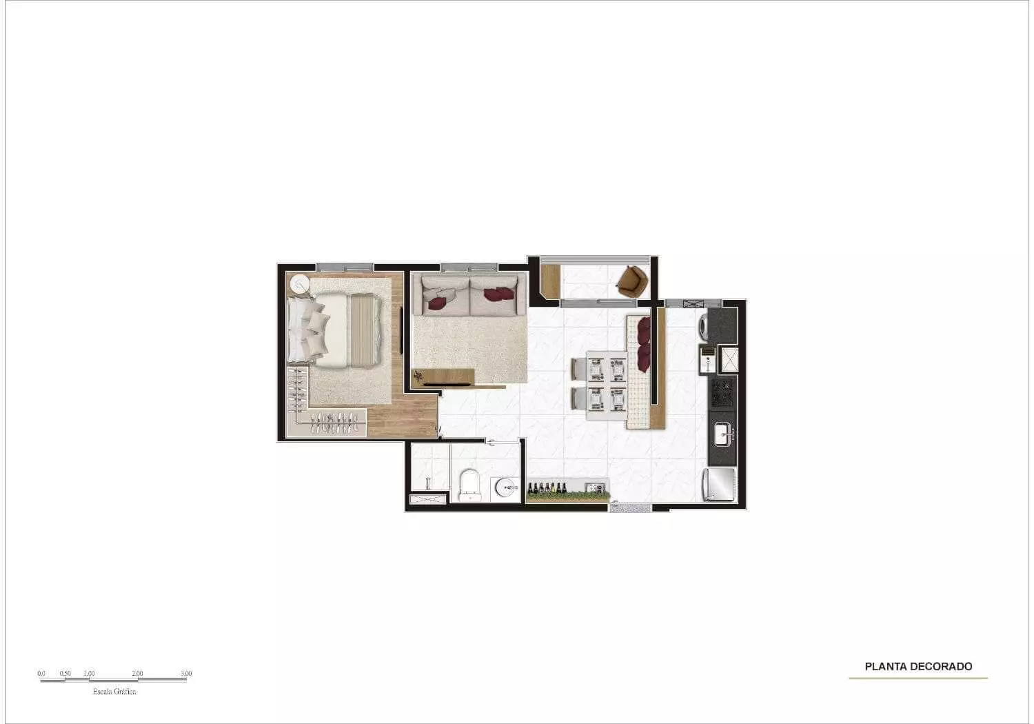 Uno Tatuapé - Decorado (44m²) 