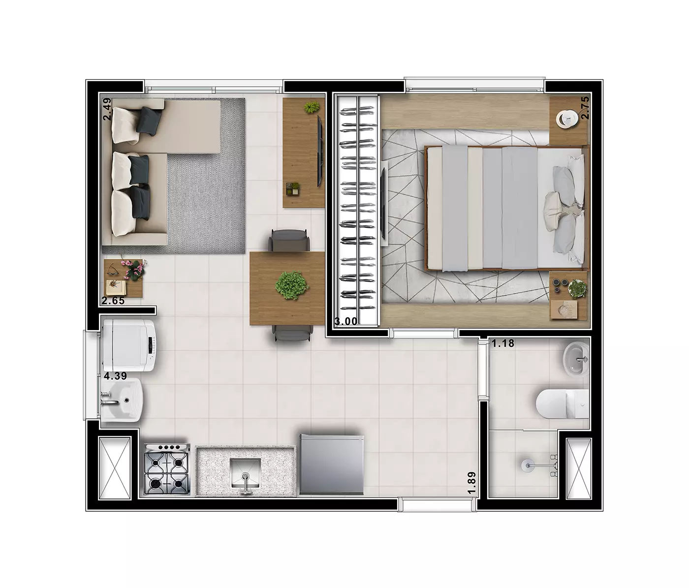 Viva Smart Freguesia - Planta 1 dorm 30m²
