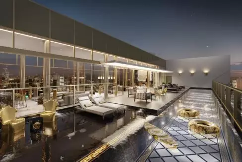 Lancamento-Villa-by-Versace-Home_Piscina-Descoberta-com-Raia-de-25m²-do-Rooftop-da-Torre-dos-Stutios-do