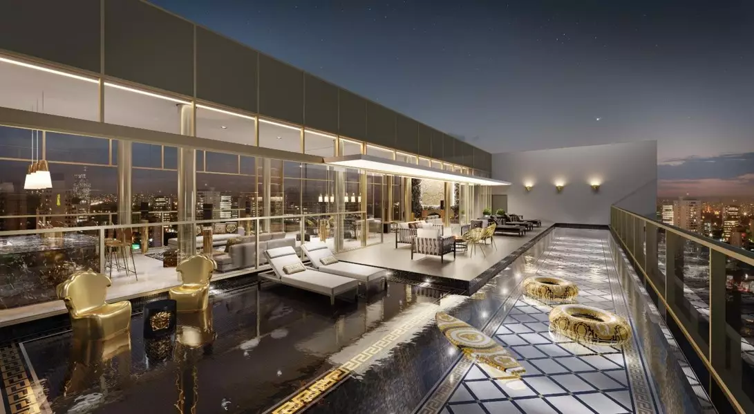 Lancamento-Villa-by-Versace-Home_Piscina-Descoberta-com-Raia-de-25m²-do-Rooftop-da-Torre-dos-Stutios-do